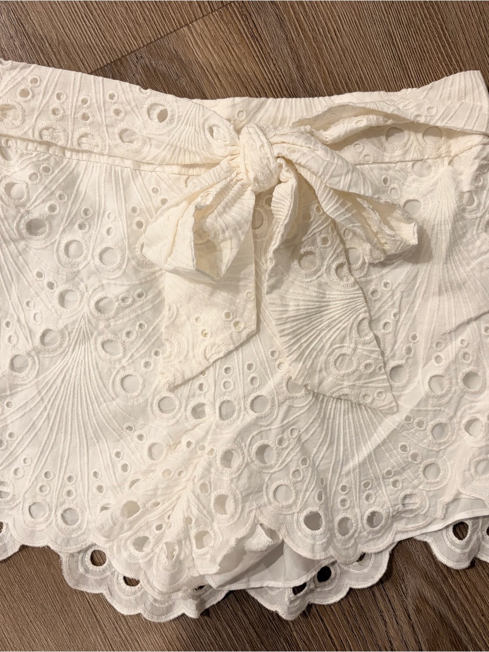 Sail to Sable White Eyelet Waist-Tie Shorts